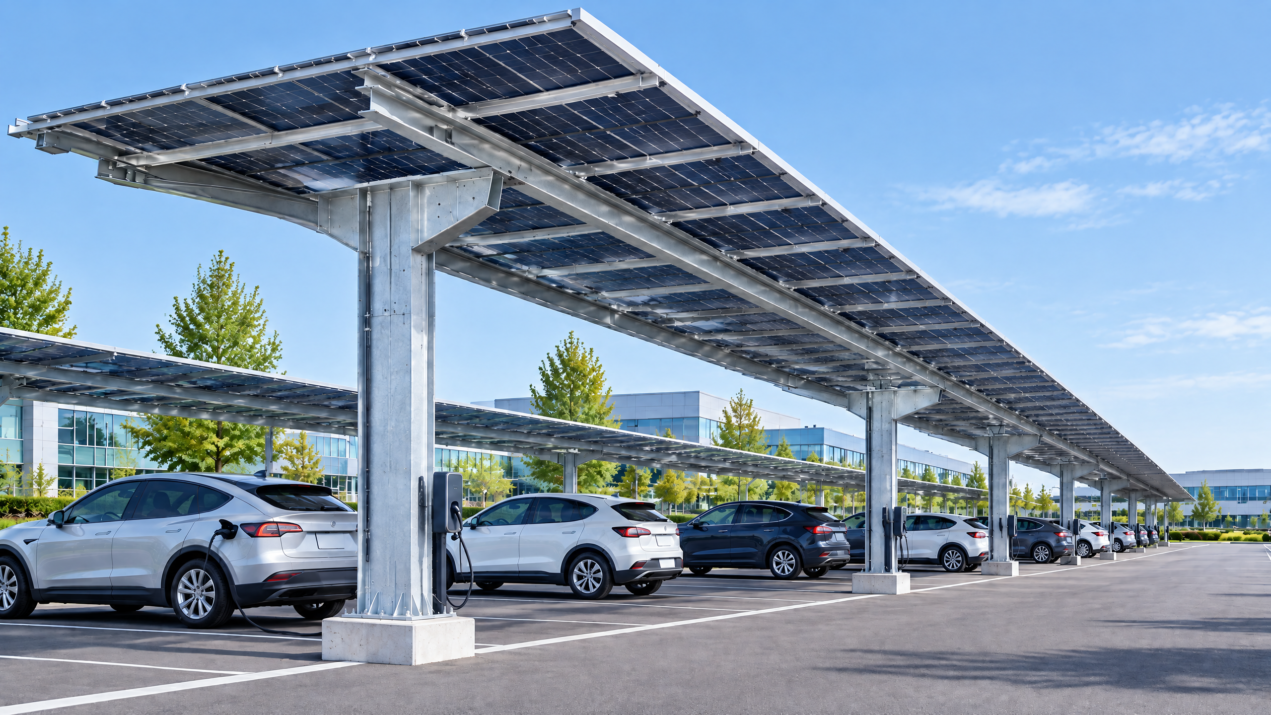 SolarGrid commercial solar carport canopy installation